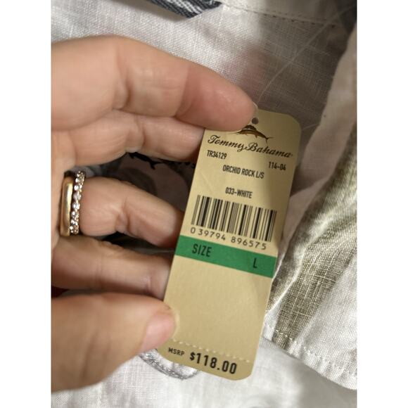 NWT Tommy Bahama Linen Long Sleeve Button Front Shirt Orchid Floral Mens Size L - Picture 6 of 10